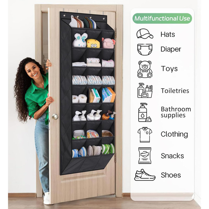 Rebrilliant 24 Pairs Over The Door Shoe Organizer For Closet Deep Pockets Large Hanging Shoe Rack For Door 8 Tier Shoe Holder Hanger Shoe Storage Or